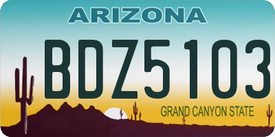 AZ license plate BDZ5103