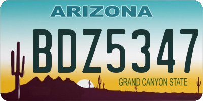 AZ license plate BDZ5347