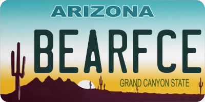 AZ license plate BEARFCE