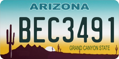 AZ license plate BEC3491