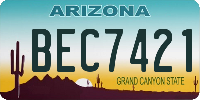 AZ license plate BEC7421