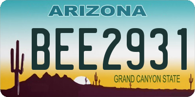 AZ license plate BEE2931