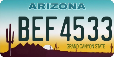 AZ license plate BEF4533