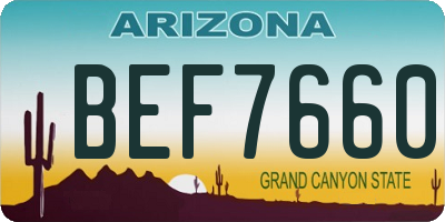 AZ license plate BEF7660