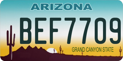 AZ license plate BEF7709