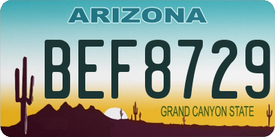 AZ license plate BEF8729
