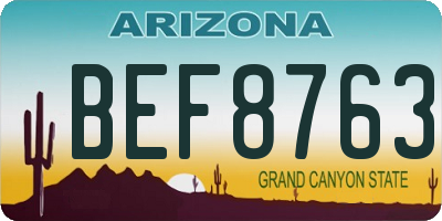 AZ license plate BEF8763