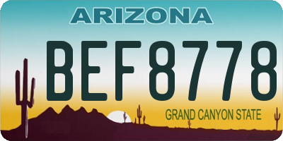 AZ license plate BEF8778