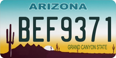 AZ license plate BEF9371