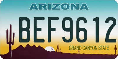 AZ license plate BEF9612