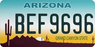 AZ license plate BEF9696