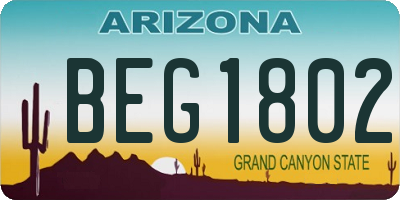 AZ license plate BEG1802