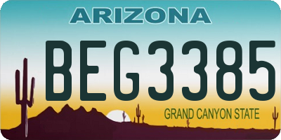 AZ license plate BEG3385