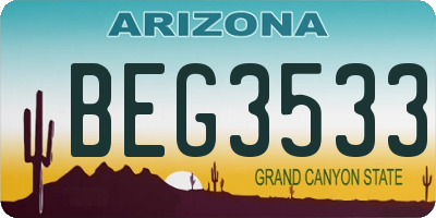 AZ license plate BEG3533