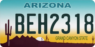 AZ license plate BEH2318