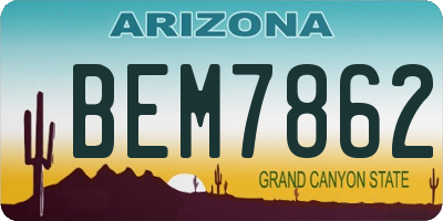 AZ license plate BEM7862