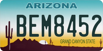 AZ license plate BEM8452