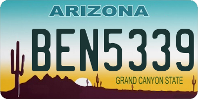 AZ license plate BEN5339
