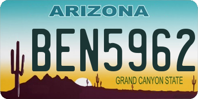 AZ license plate BEN5962