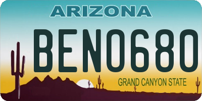 AZ license plate BENO680