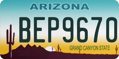 AZ license plate BEP9670