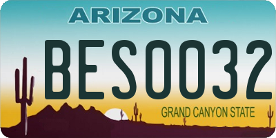 AZ license plate BES0032