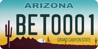 AZ license plate BET0001