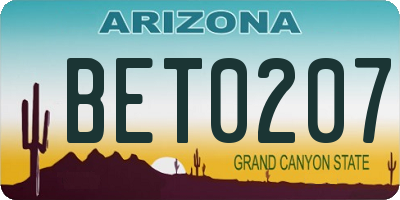 AZ license plate BET0207