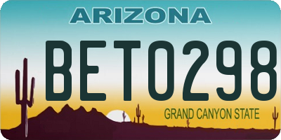 AZ license plate BET0298