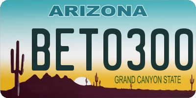 AZ license plate BET0300
