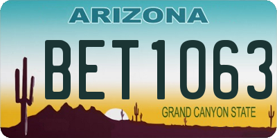 AZ license plate BET1063