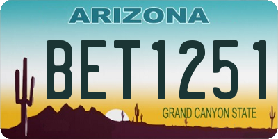 AZ license plate BET1251