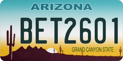 AZ license plate BET2601