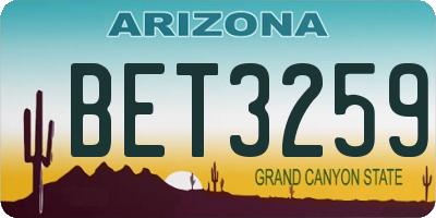 AZ license plate BET3259