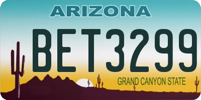 AZ license plate BET3299