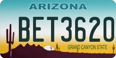 AZ license plate BET3620