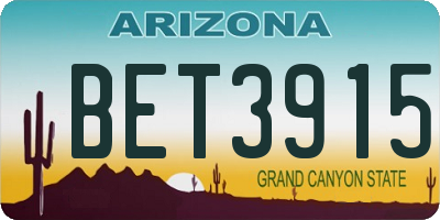 AZ license plate BET3915