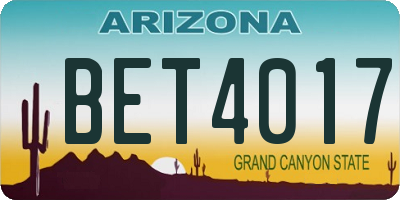 AZ license plate BET4017