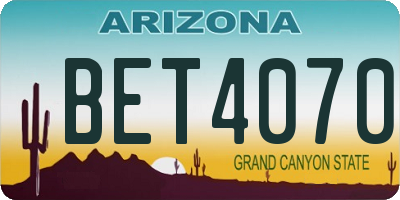 AZ license plate BET4070