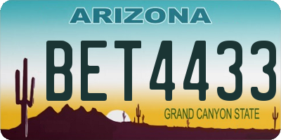 AZ license plate BET4433