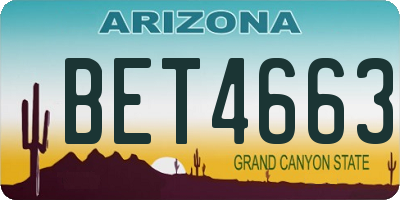 AZ license plate BET4663