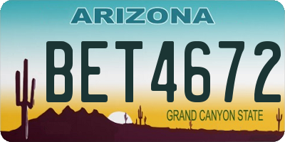 AZ license plate BET4672