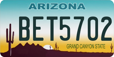 AZ license plate BET5702
