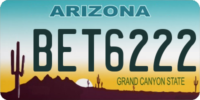 AZ license plate BET6222