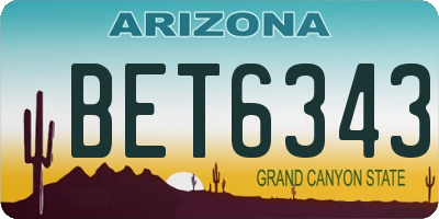 AZ license plate BET6343