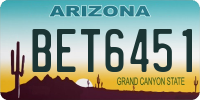 AZ license plate BET6451