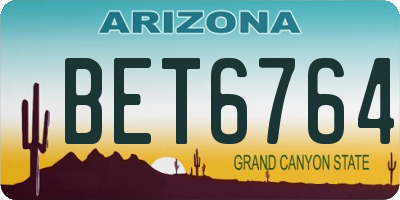AZ license plate BET6764