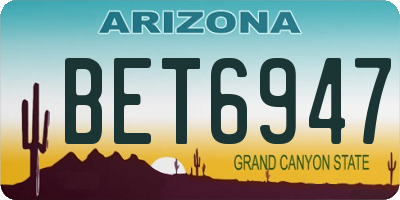 AZ license plate BET6947