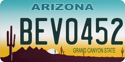 AZ license plate BEV0452