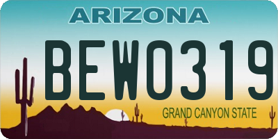 AZ license plate BEW0319
